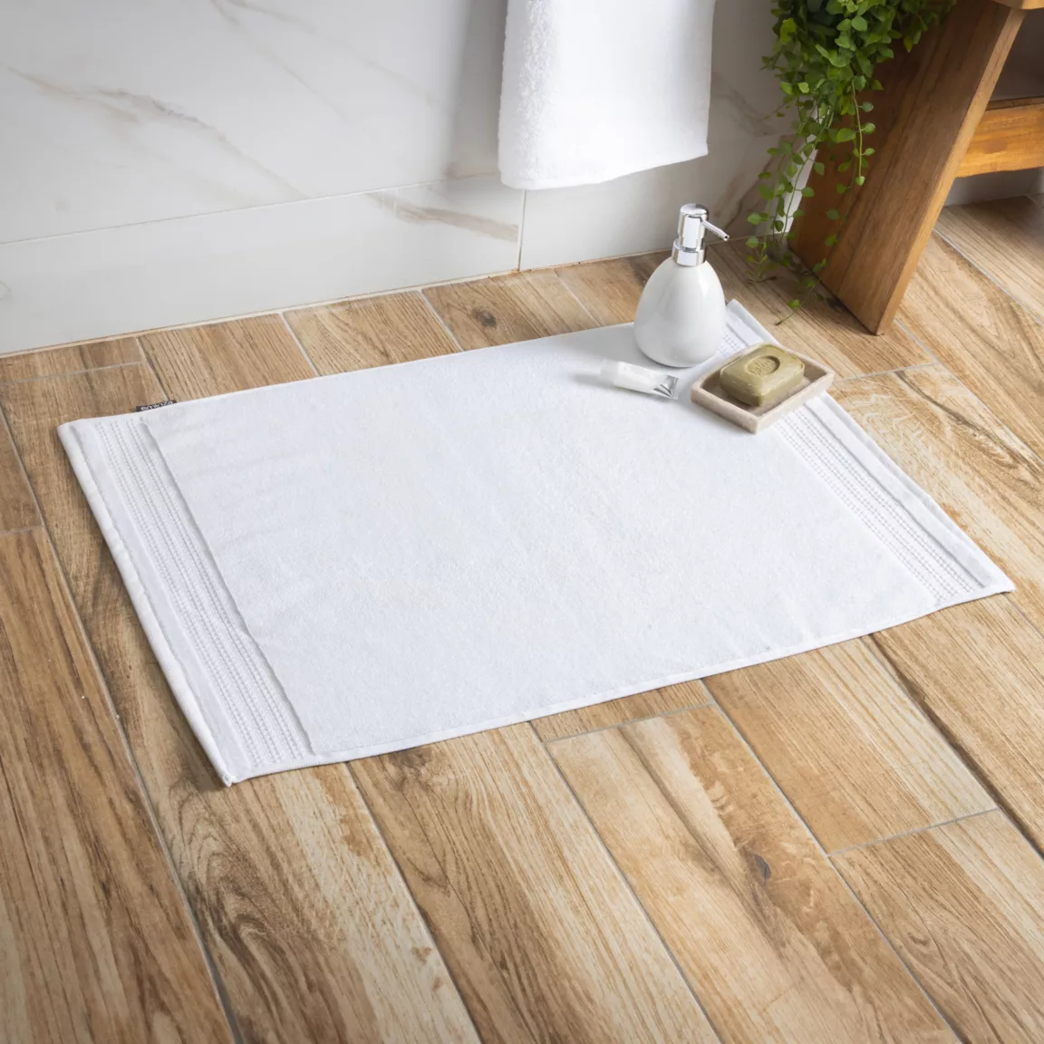 Tapis de bain coton bio (50 x 70 cm) Méline Blanc chantilly