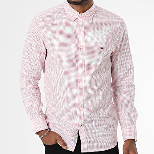 Chemise Manches Longues Slim Flex Mini Print 3762 Rose