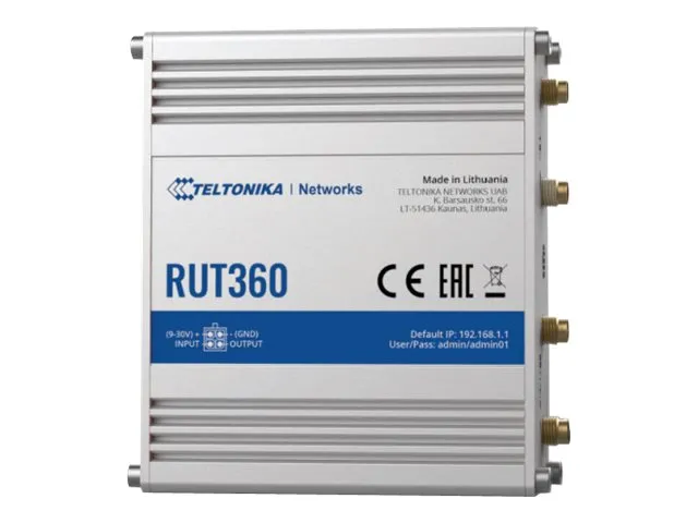 Teltonika RUT360 - Trådløs router - WWAN - Wi-Fi - 2,4 GHz - DIN monterbar på skinne, overflademonterbar