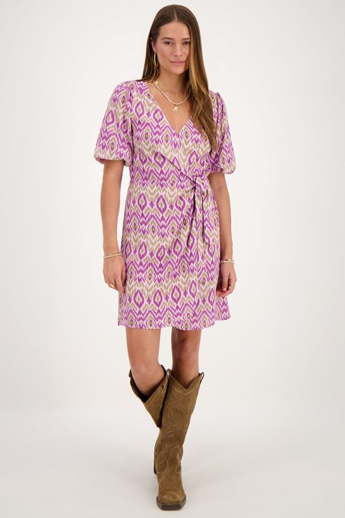 Paarse wikkeljurk met aztec print