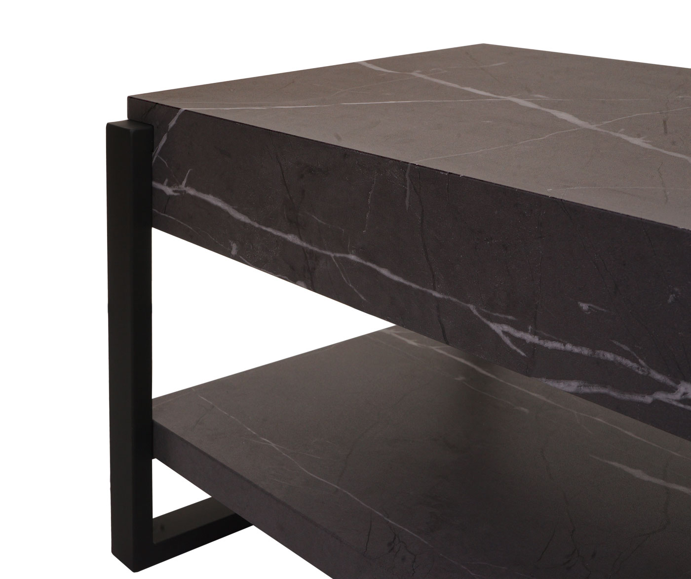 TV-Rack MCW-L53, Fernsehtisch Lowboard TV-Tisch, Metall 42x120x44cm ~ Marmor-Optik grau
