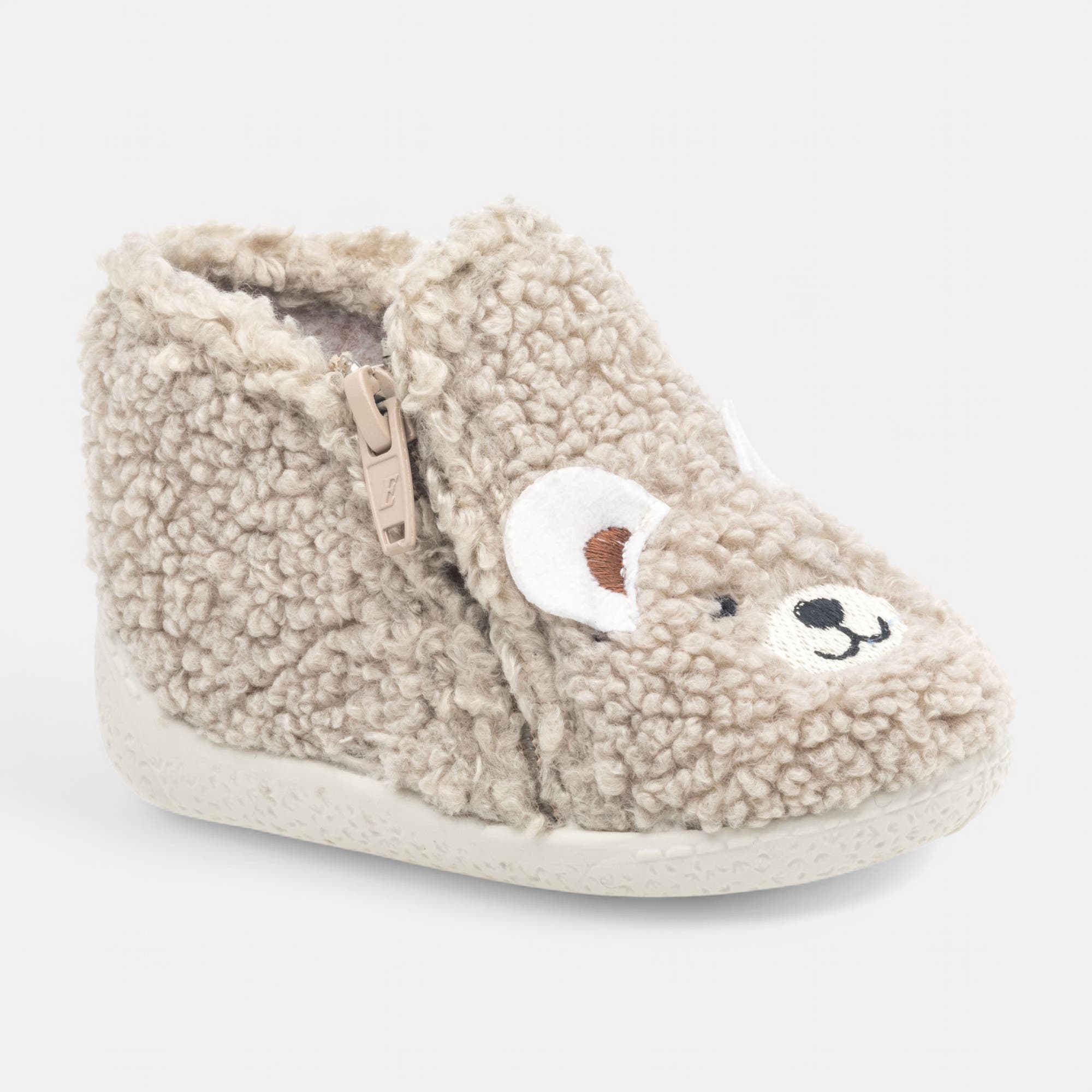 Pantoufles botillons zippés Bébé garçon beige