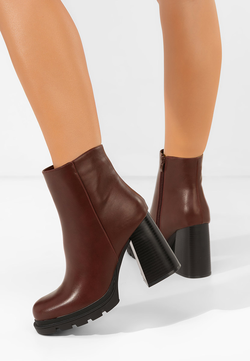 Bottines à gros talon bordeaux Neolia