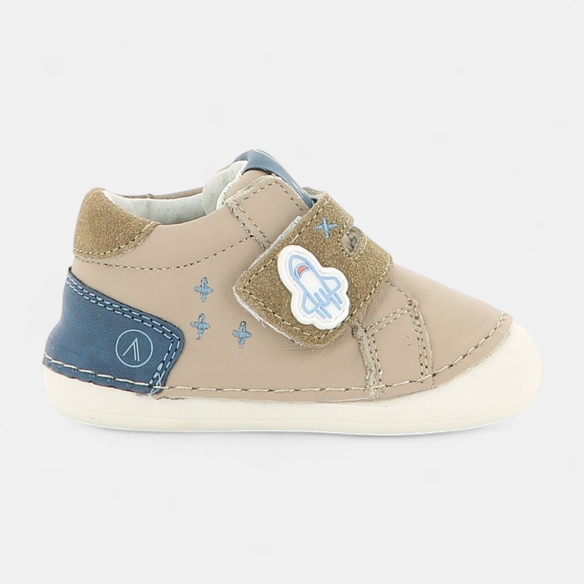 Baskets hautes Bébé garçon en cuir taupe