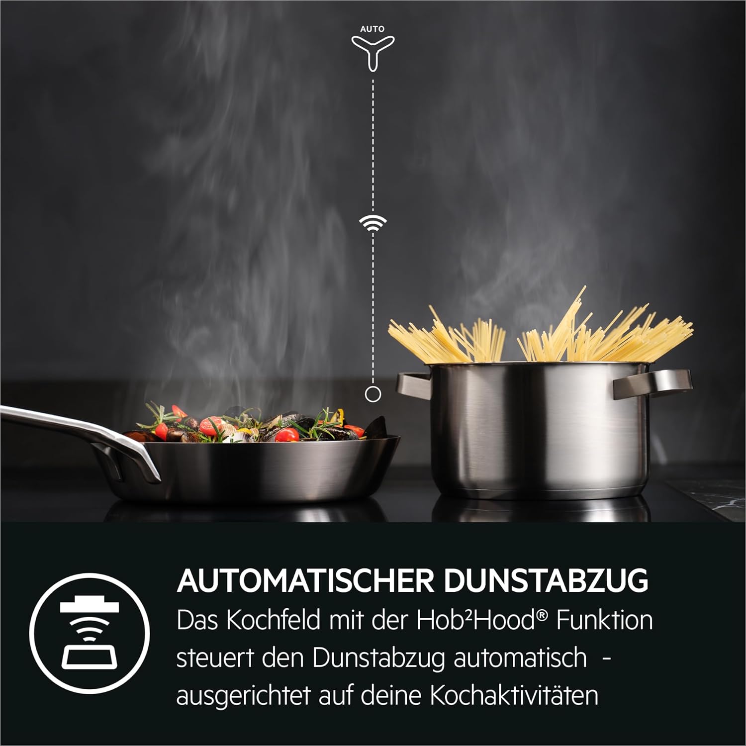 AEG Induktionskochfeld autark 80cm – Made in Germany – 4 Flex-Zonen mit Powerfunktion – 14 Stufen – SuperFlat Rahmen – Timer – Touch-Bedienung – kompatibel mit Haubenautomatik /TO84IA0FXB
