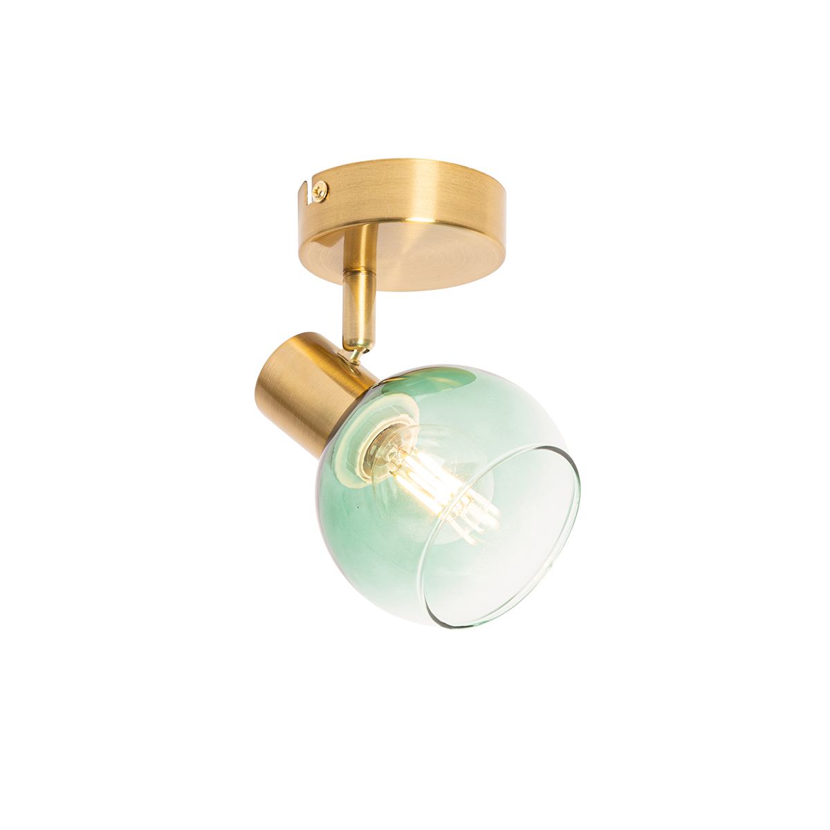 Art Deco spot goud met groen glas - Vidro
