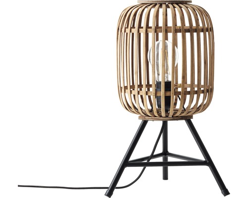 Tafellamp, 1-lichts, HxØ 41x30 cm, Woodrow naturel/bruin met snoerschakelaar