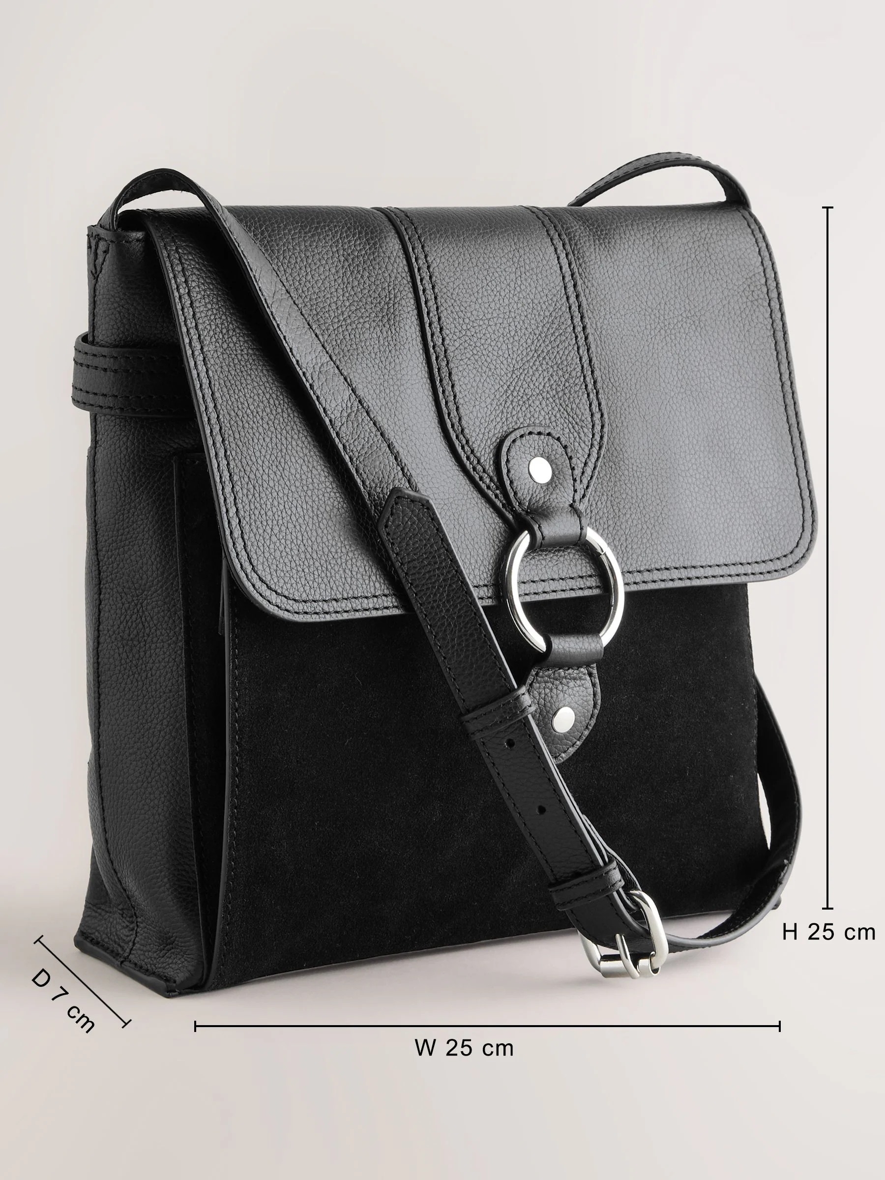 Zwart - Leren messenger-tas met vak