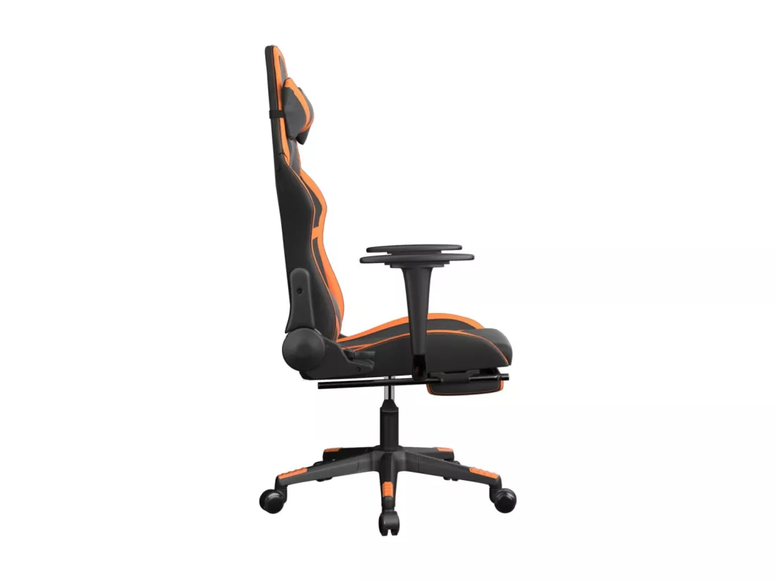 Chaise de jeu de massage et repose-pied Noir&Orange Similicuir