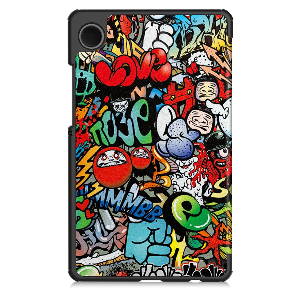 Samsung Galaxy Tab A11 / A9 Leder Tasche Smart Cover Schutzhülle - Graffiti