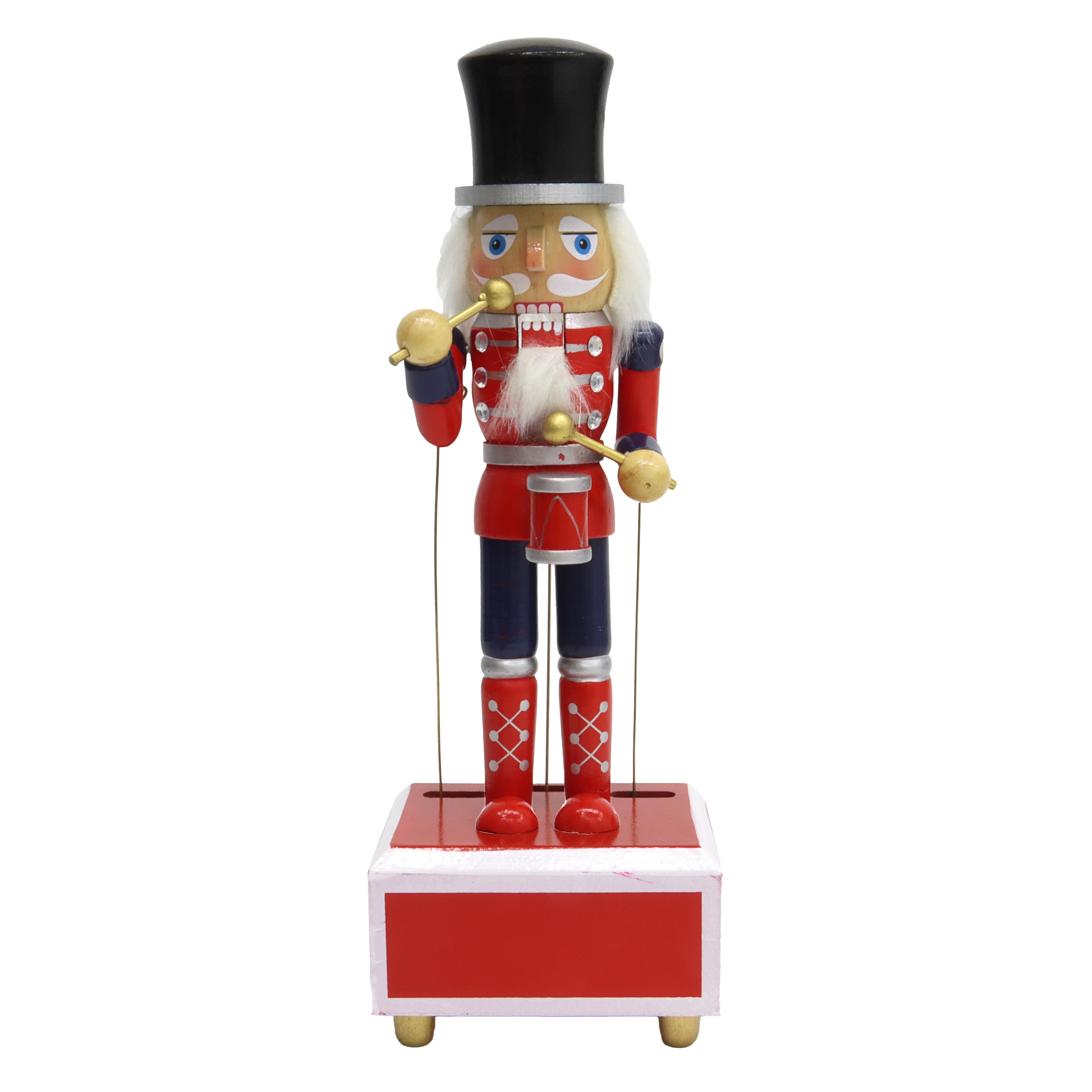 CASSE NOISETTE TAMBOUR MUSICAL ROUGE BLEU H.31CM