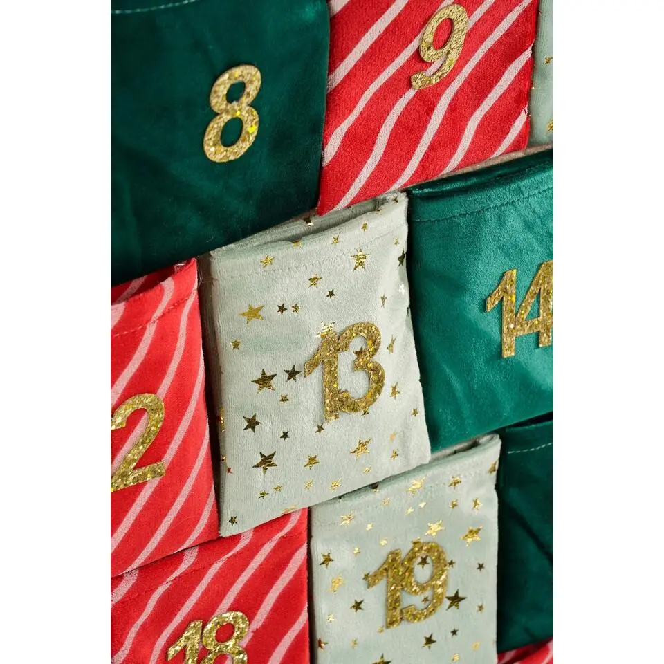 Mica Decorations Adventskalender - L72 x B1 x H51 cm - Groen, Rood