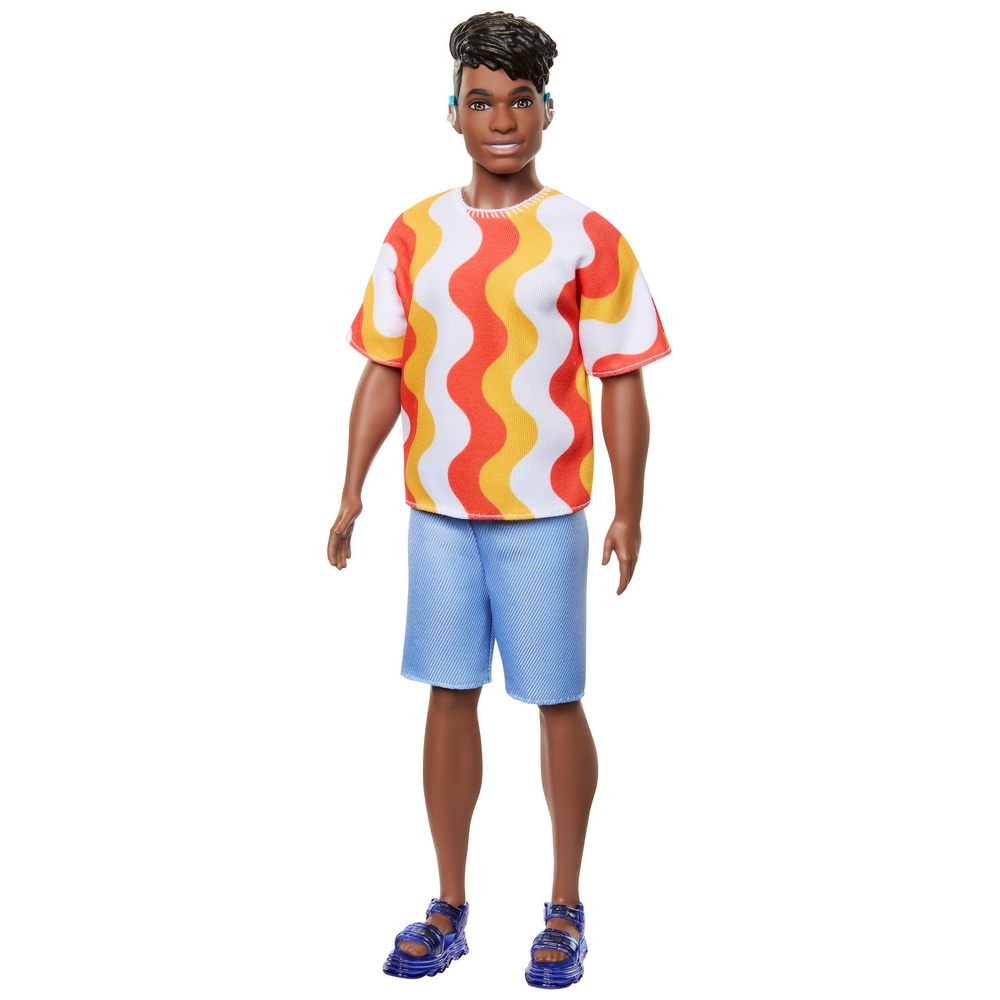 Barbie Fashionista Ken Puppe 220 mit orangefarbenem Wellen-T-Shirt