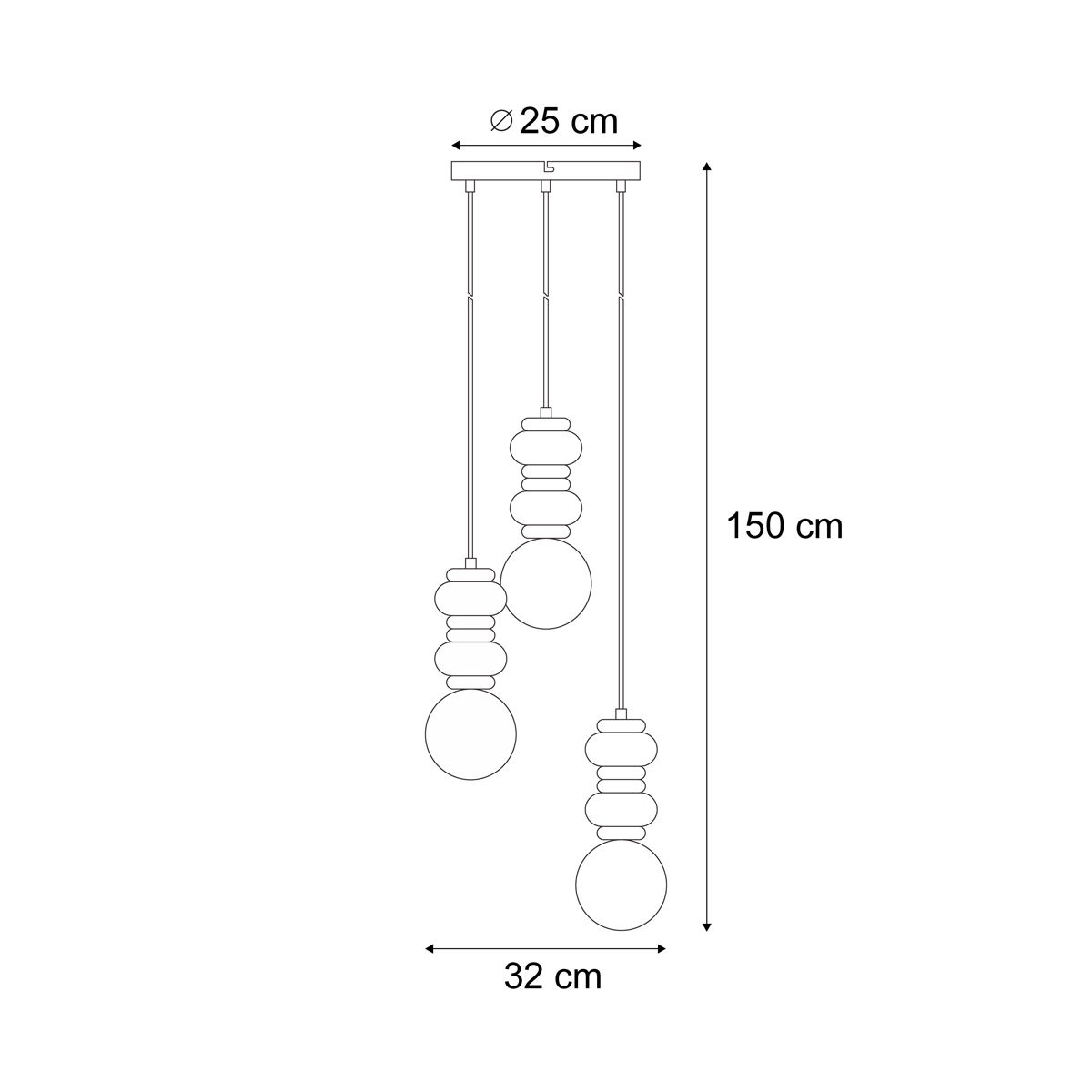 Retro hanglamp okergeel met mat glas 3-lichts - Fedde