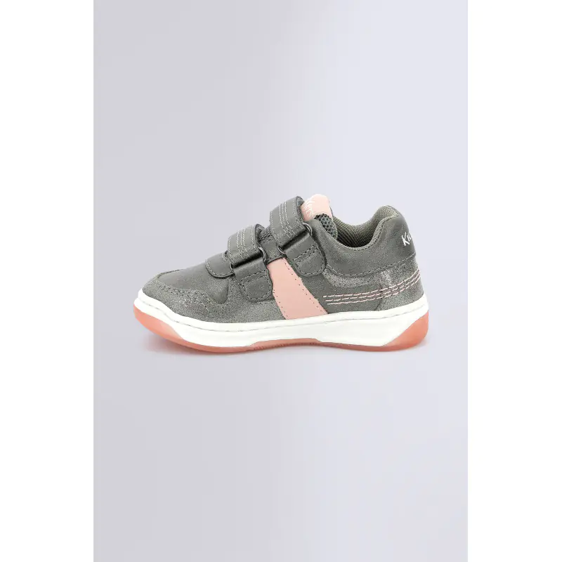 KALIDO GRIS ROSE ARGENT BASKETS BASSES Synthétique/Cuir Fille
