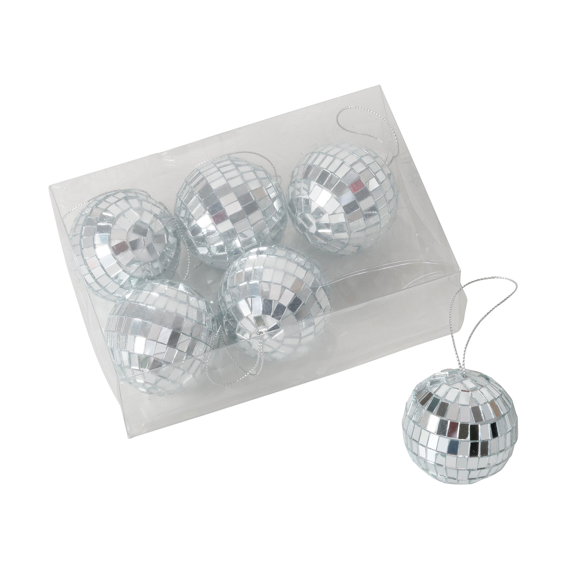 6-teiliges Dekoanhänger-Set - silber - Diskokugeln