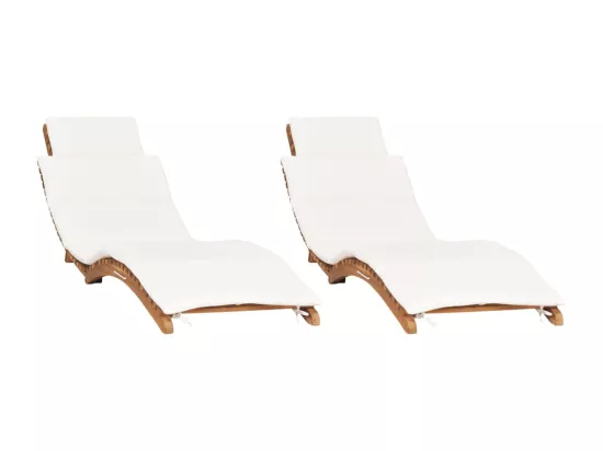 Chaises longues lot de 2 avec coussins Bois massif de teck