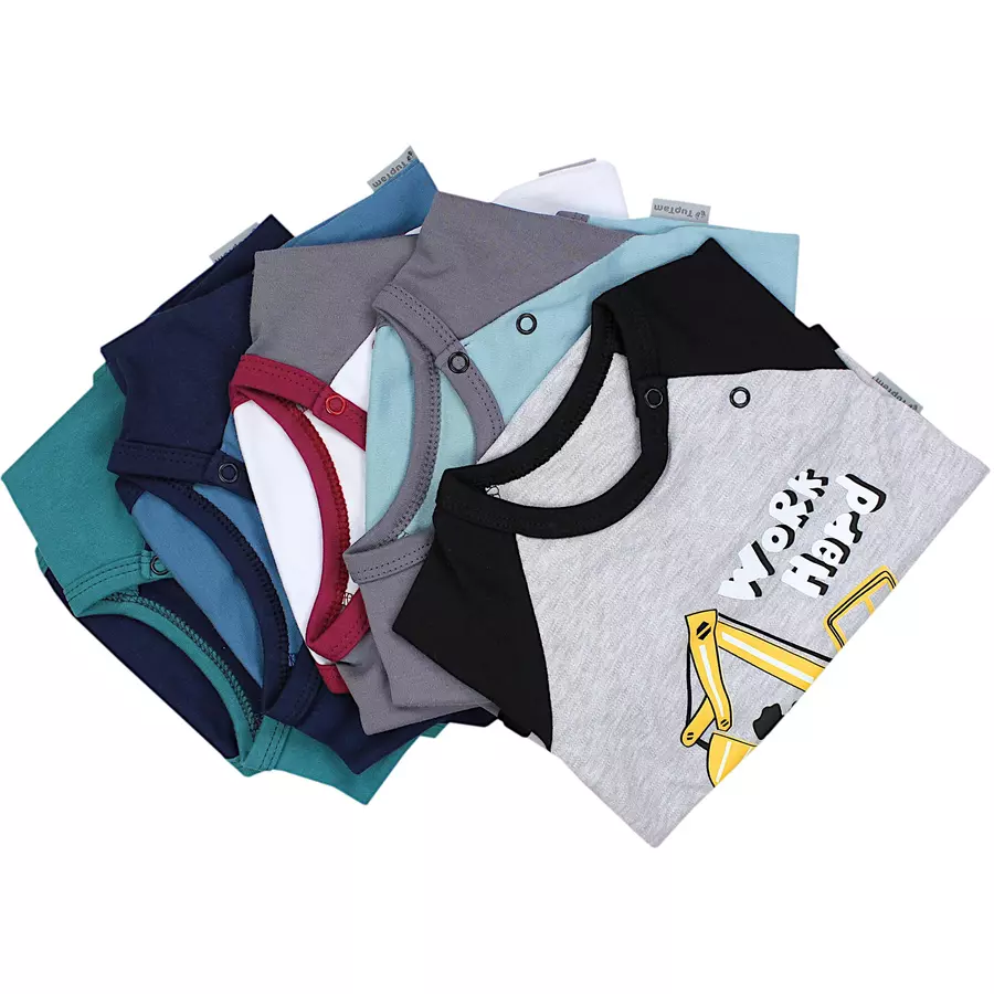TupTam Jungen Baby Body Langarm 5er Pack blaugrau