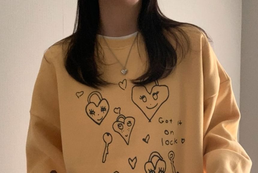 SeoulPop - Losvallende sweatshirt met hartprint