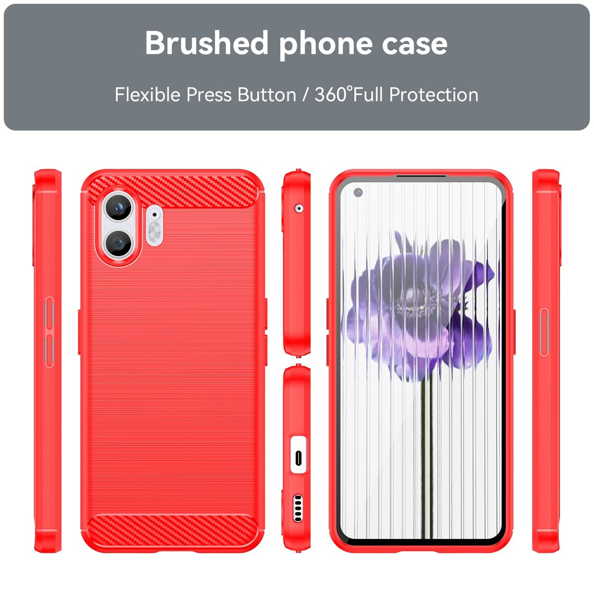 Hülle Handy Schutz für Nothing Phone 2 Case Cover Bumper Etuis Carbon Backcover