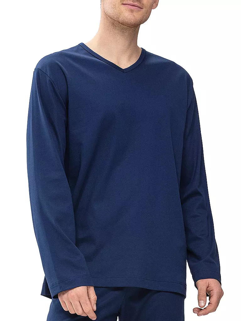 MEY Pyjama Langarmshirt Neptune blau
