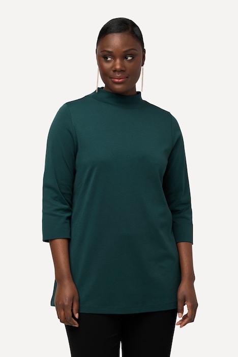 Shirt, A-Linie, Stehkragen, 3/4-Arm, Pima Cotton