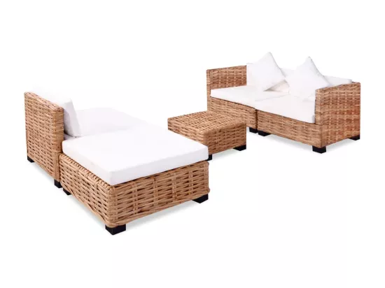NETTLIFE Ensemble de canapés 14 pcs Rotin naturel