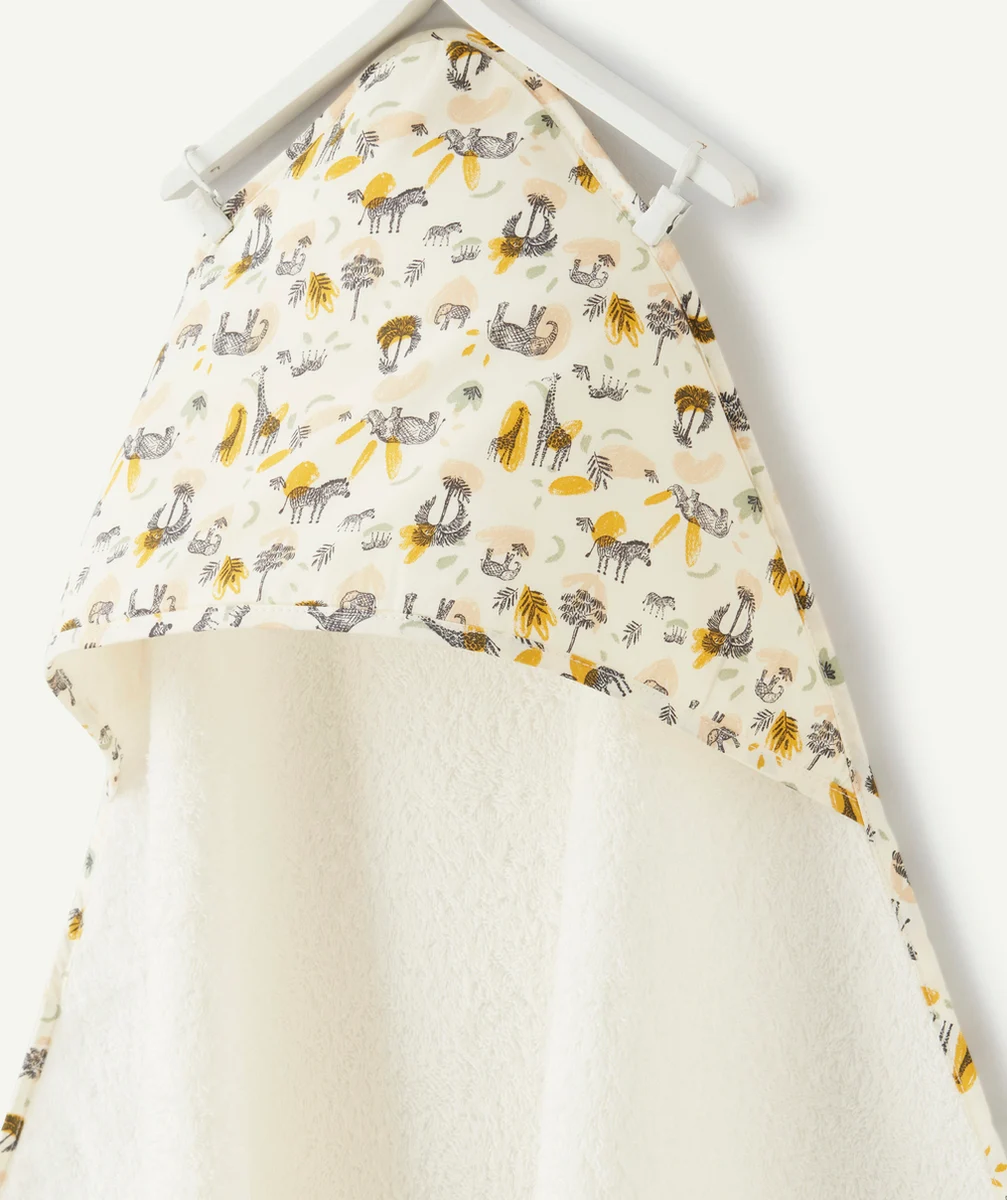 CAPE DE BAIN BÉBÉ EN COTON BIO IMPRIMÉ SAVANE