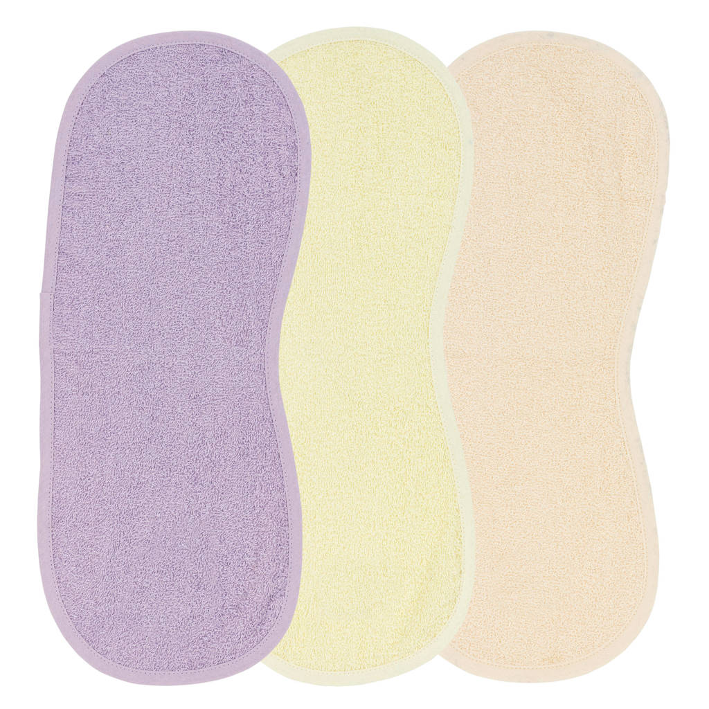 schoudermodel spuugdoek - set van 3 Basic badstof soft lilac/soft yellow/soft peach