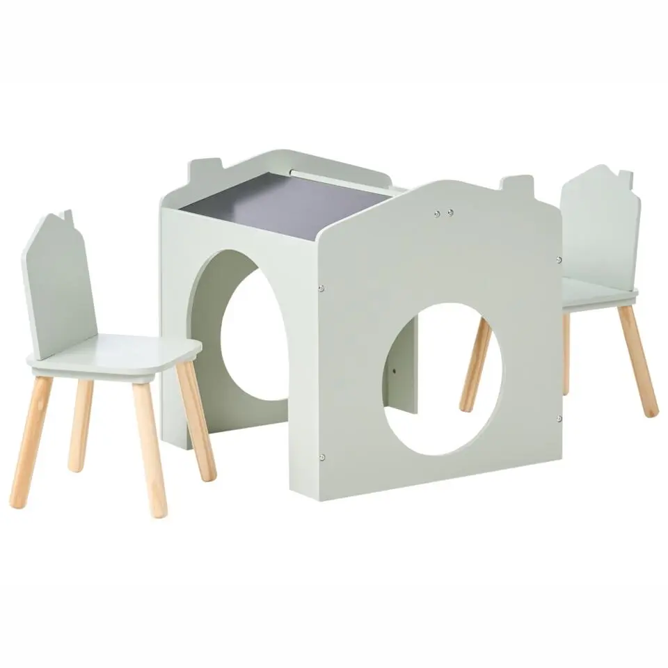 QUILPIE - Kindertafel met stoelen - Lichtgroen - MDF