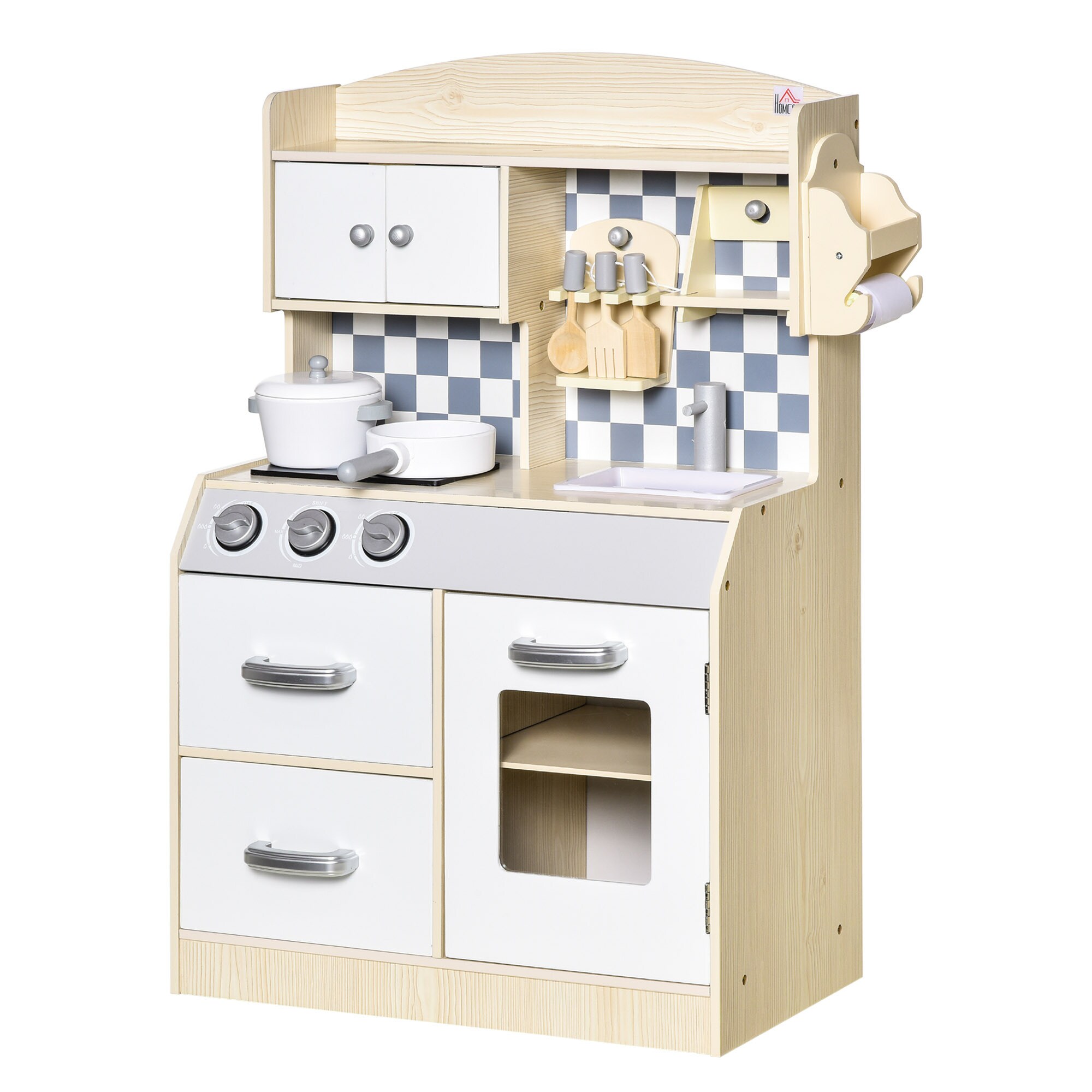 HOMCOM Kinderküchen mit Kochgeschirrzubehör bunt 54.5L x 29B x 80H cm