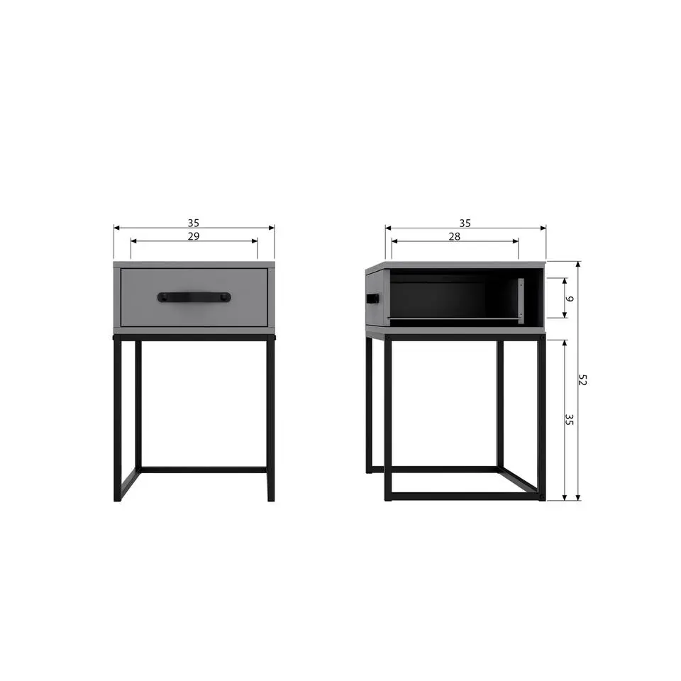 WOOOD Morris Nachtkast - Grenen - Leem - 52x35x35