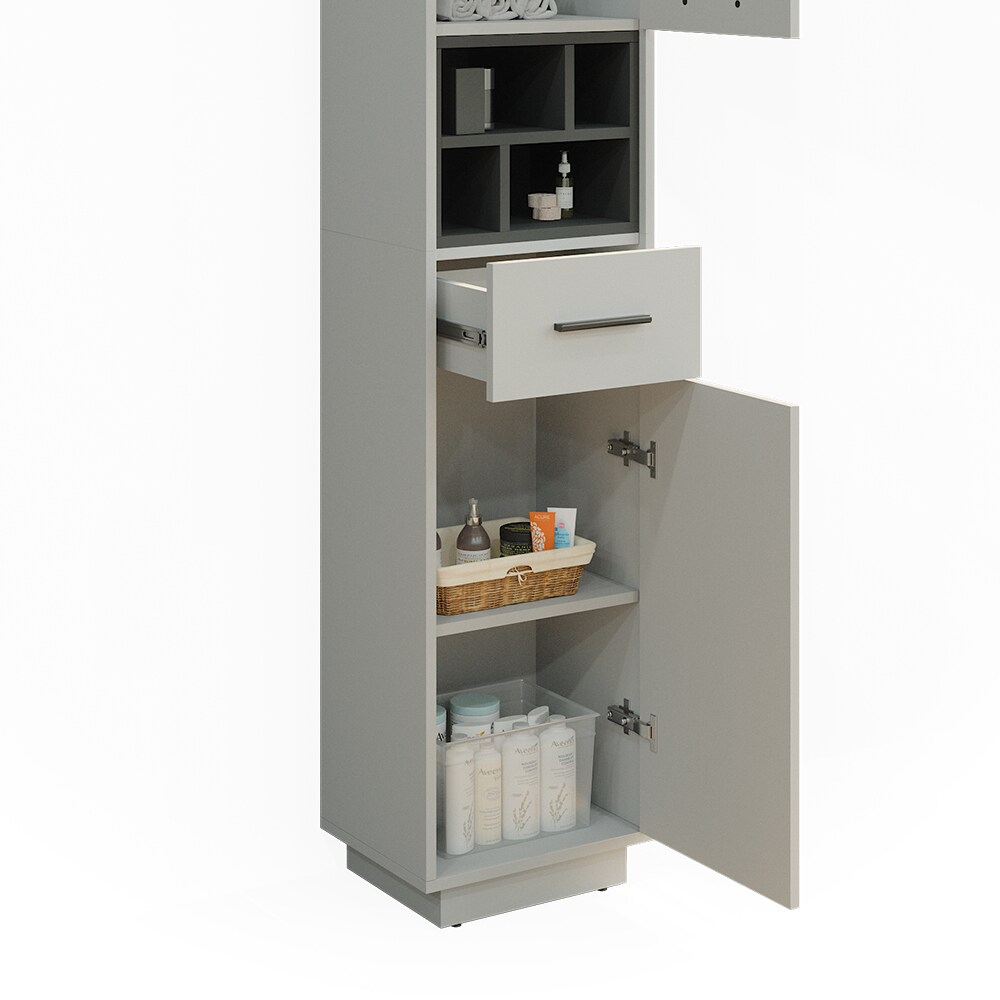 Vicco Hochschrank Badschrank Badezimmermöbel Beatrice Grau Anthrazit modern 38x190 cm Badkommode Badezimmer Schrank Badmöbel Schranktür Schrankfach