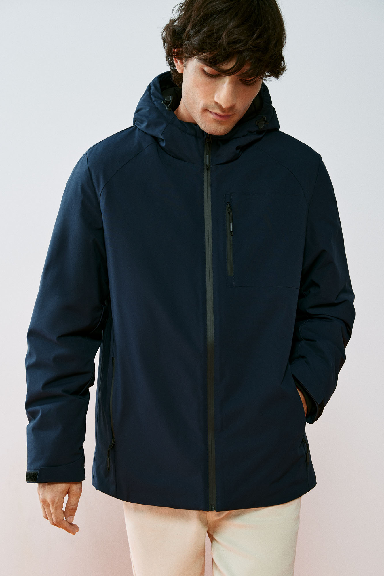 Parka técnica curta acolchoada para meninas