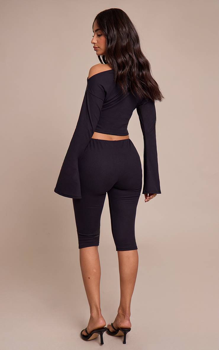 Noir Pantalon Capri Ajusté Petite
