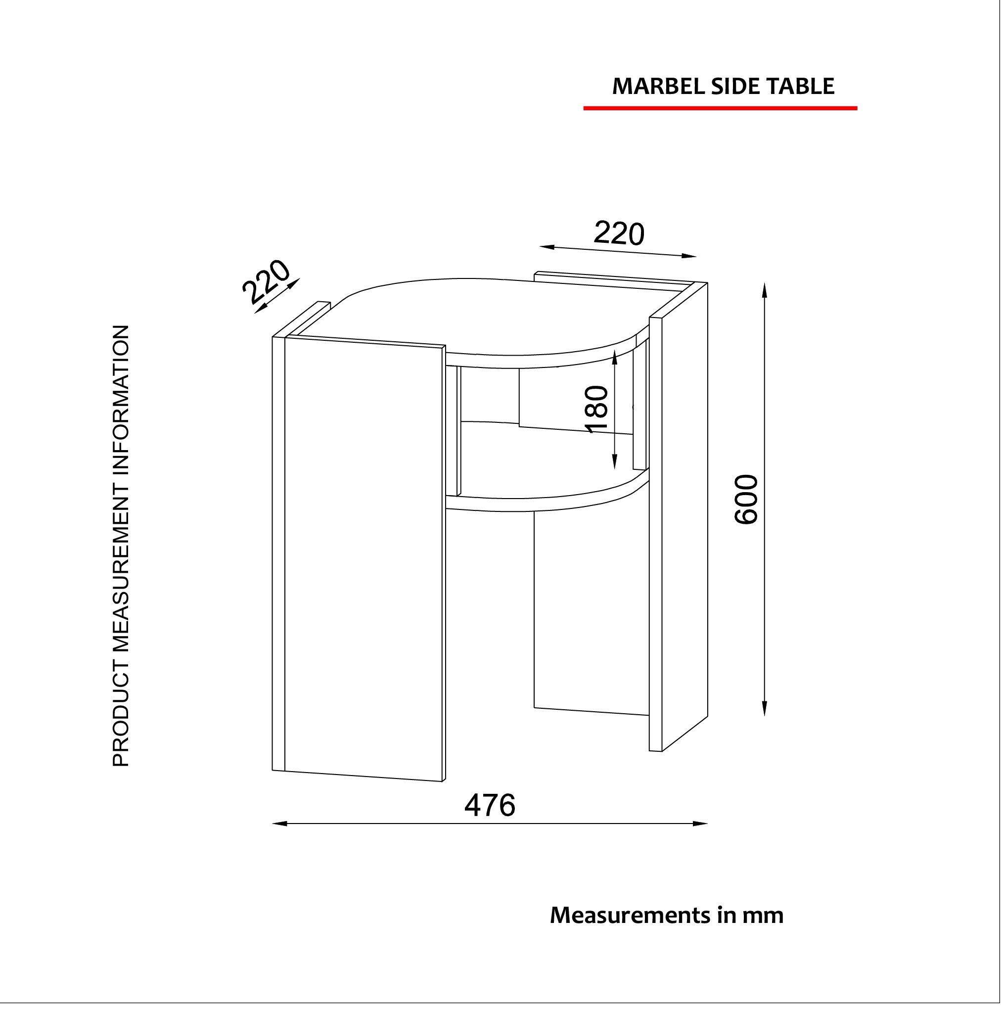 Beistelltisch Marbel Walnuss Marmor Optik