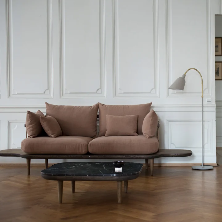 &Tradition - Fly Couchtisch SC4, 80 x 80 cm, Eiche geräuchert/ Marmor Nero Marquina
