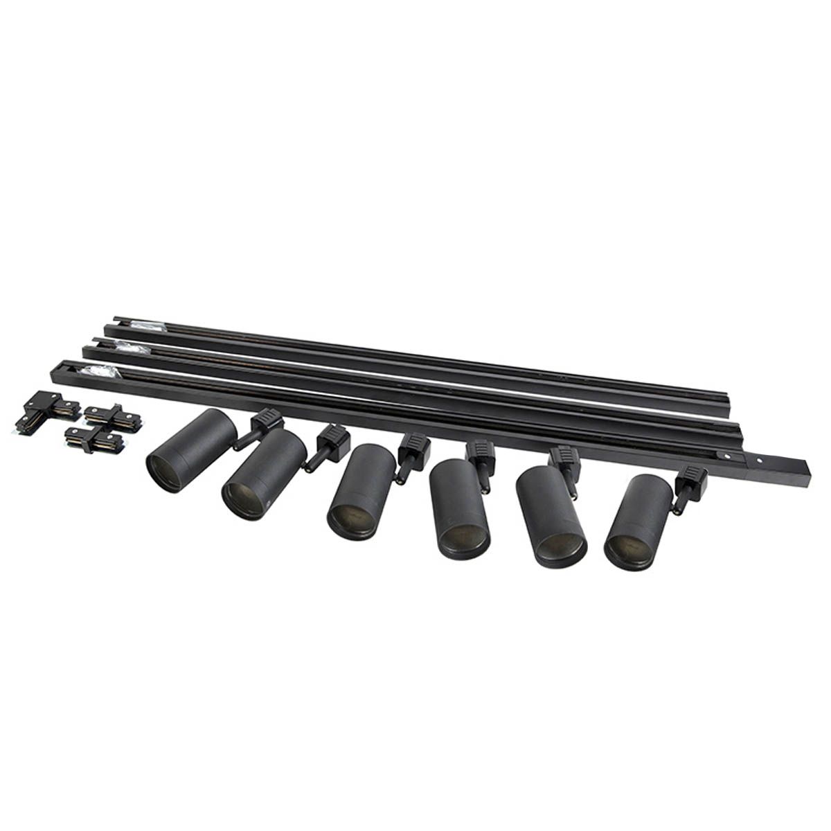 Modern railsysteem met 6 spots zwart 1-fase 286cm - Iconic Jeana
