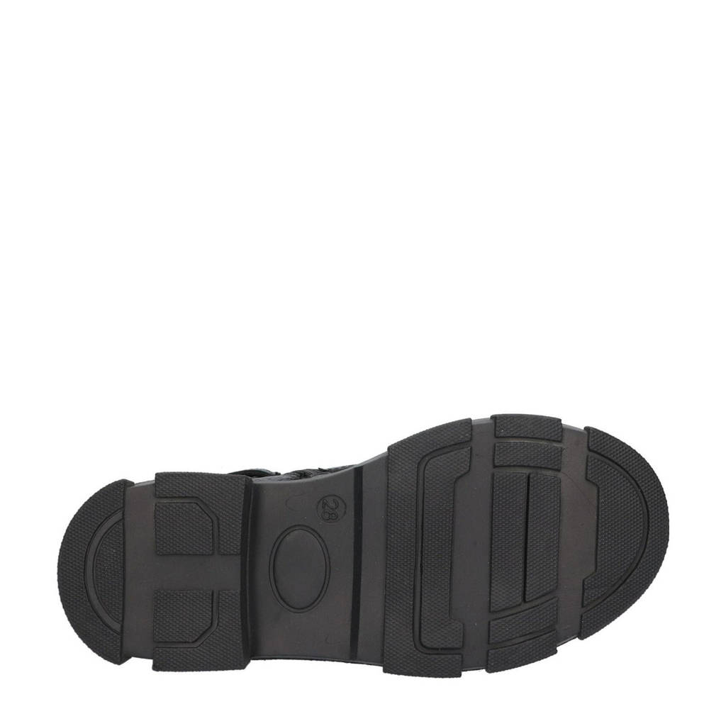 Braqeez Giselle Gripchunky leren veterboots zwart