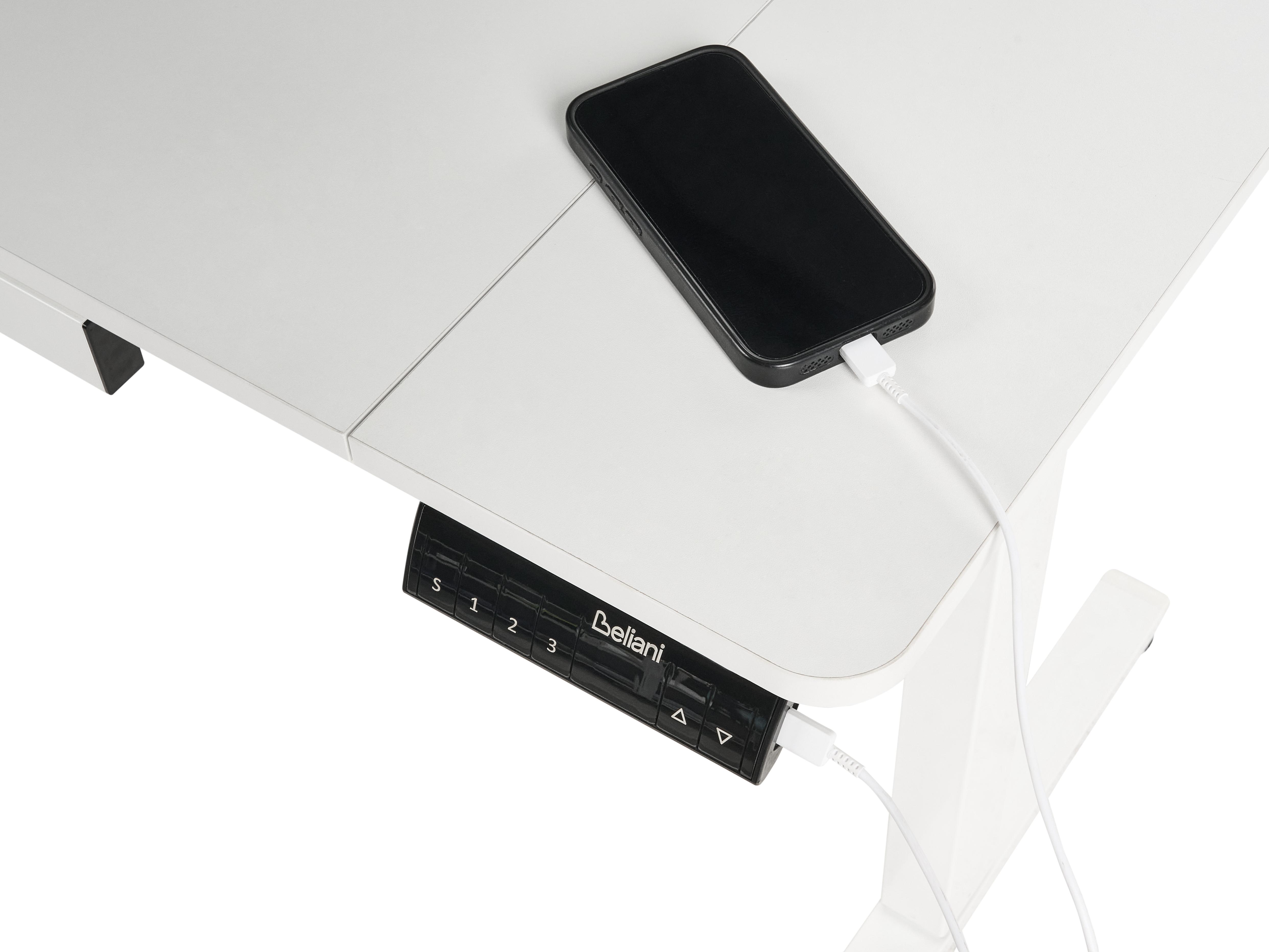 Elektrisch verstelbaar sta-bureau LUCAMA Wit 120 cm 60 cm met USB-poort