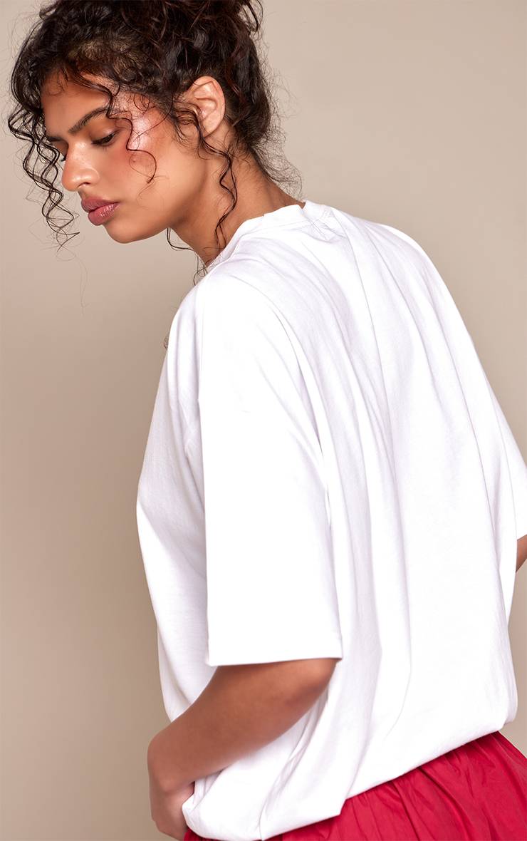 Blanc T-shirt En Coton À Ourlet Bouffant