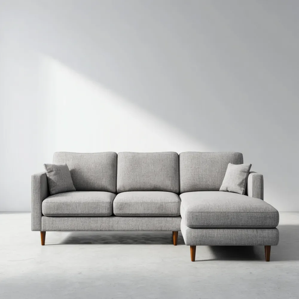 Ecksofa Stoffpolster 200x85x78 cm – Hellgrau – Modernes Design