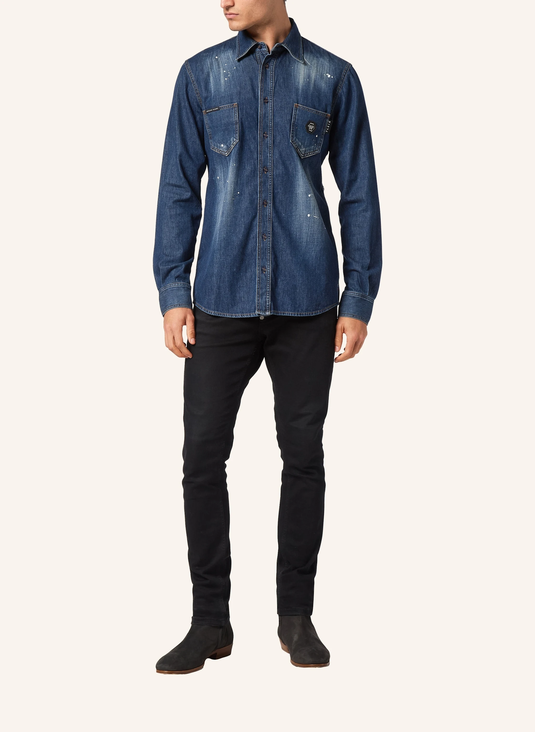 PHILIPP PLEIN Jeanshemd SKULL&BONES