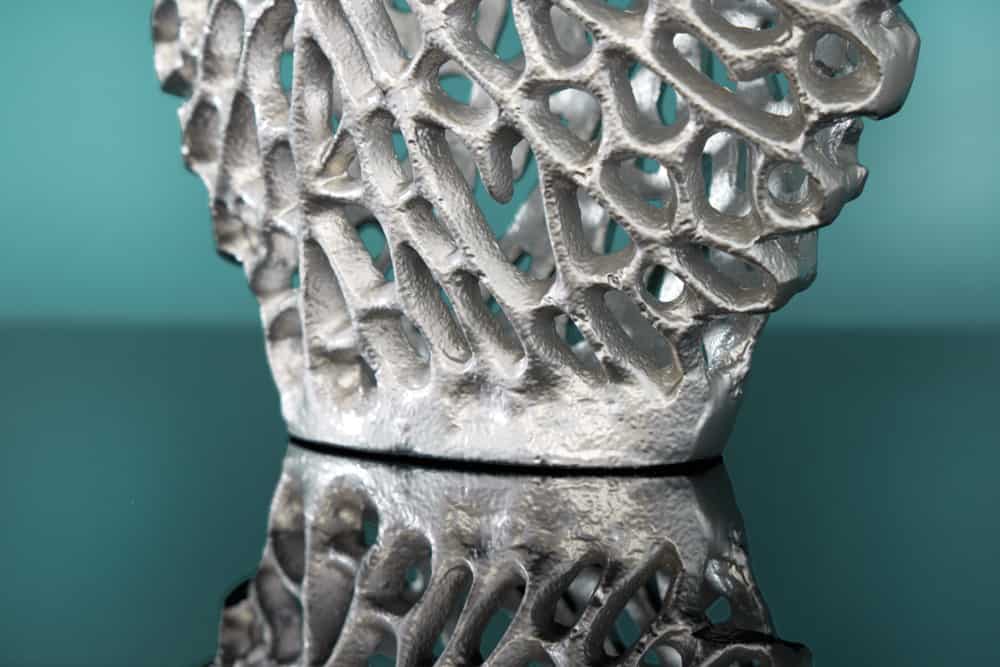 Filigranes Vasen 2er Set ABSTRACT LEAF 40cm silber Metall Handarbeit Blumenvase