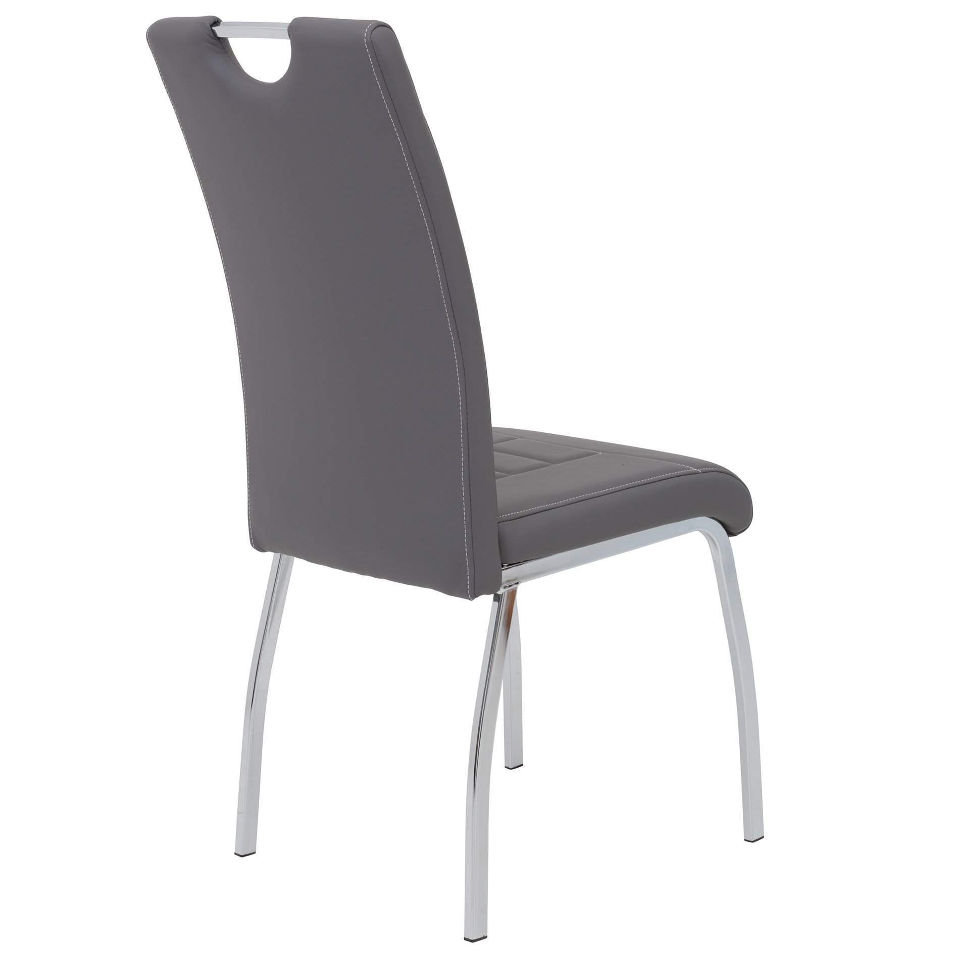 2er-Set Polsterstühle - grau-chromfarben - Kunstleder
