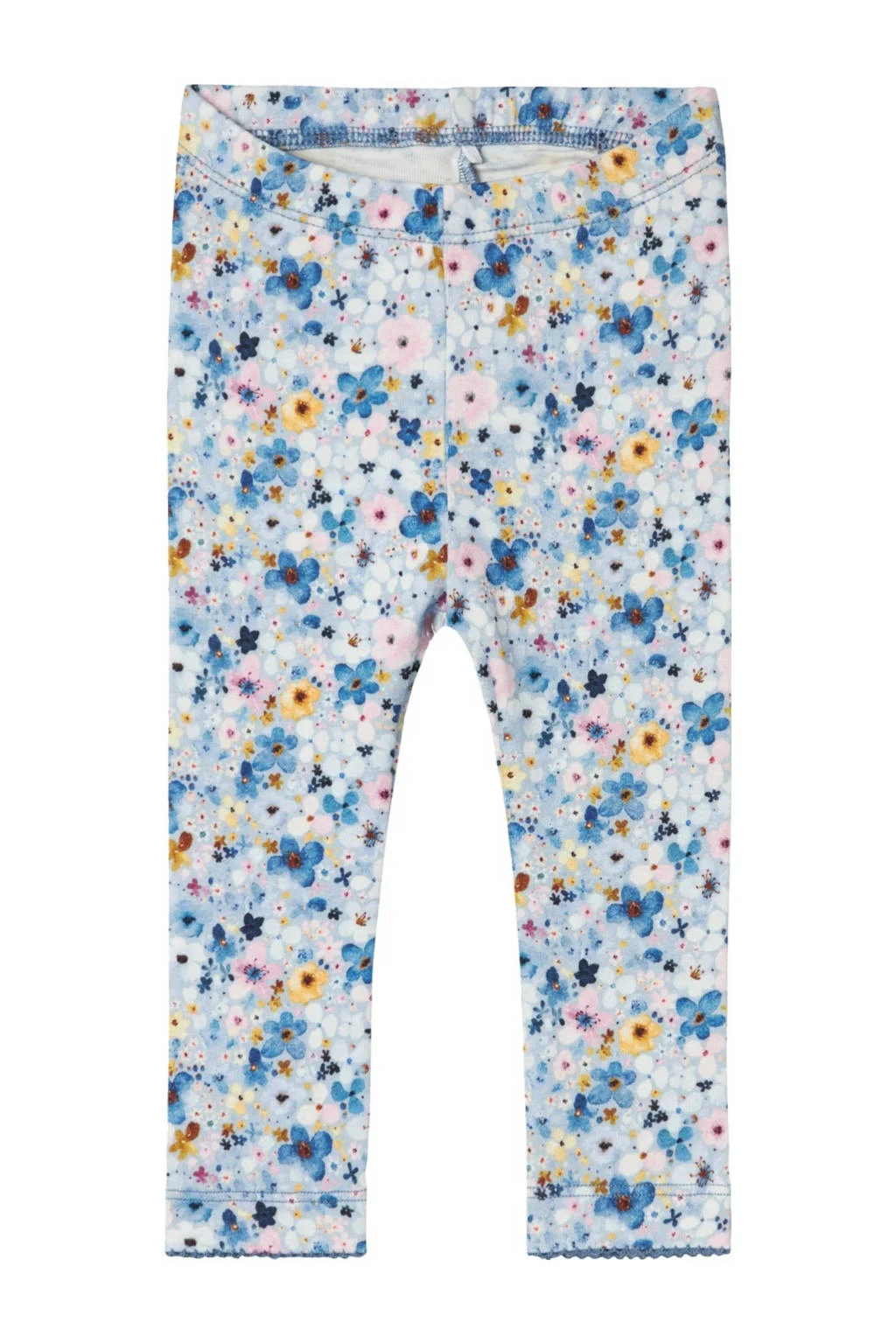 NAME IT baby gebloemde regular fit broek NBFLOSA blauw