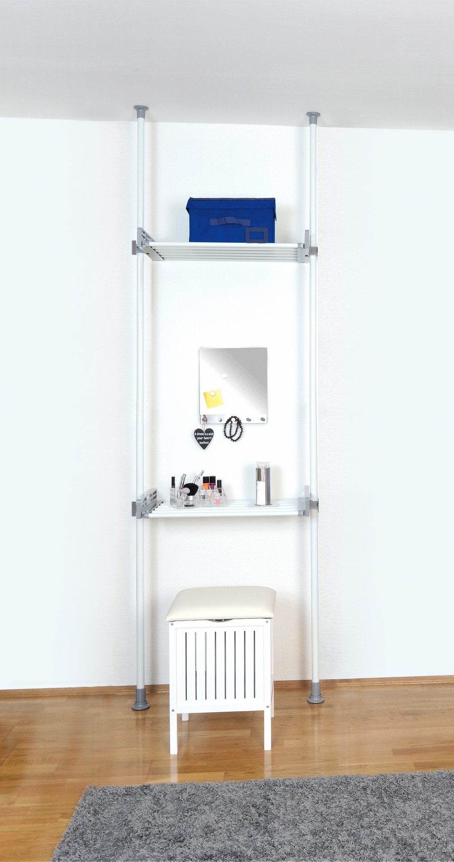 WENKO Teleskopregal »Modell Herkules Twin« Set,  2 Trägerstangen, 2 verstellbare Ablagen, ideal für Bad & Abstellkammer