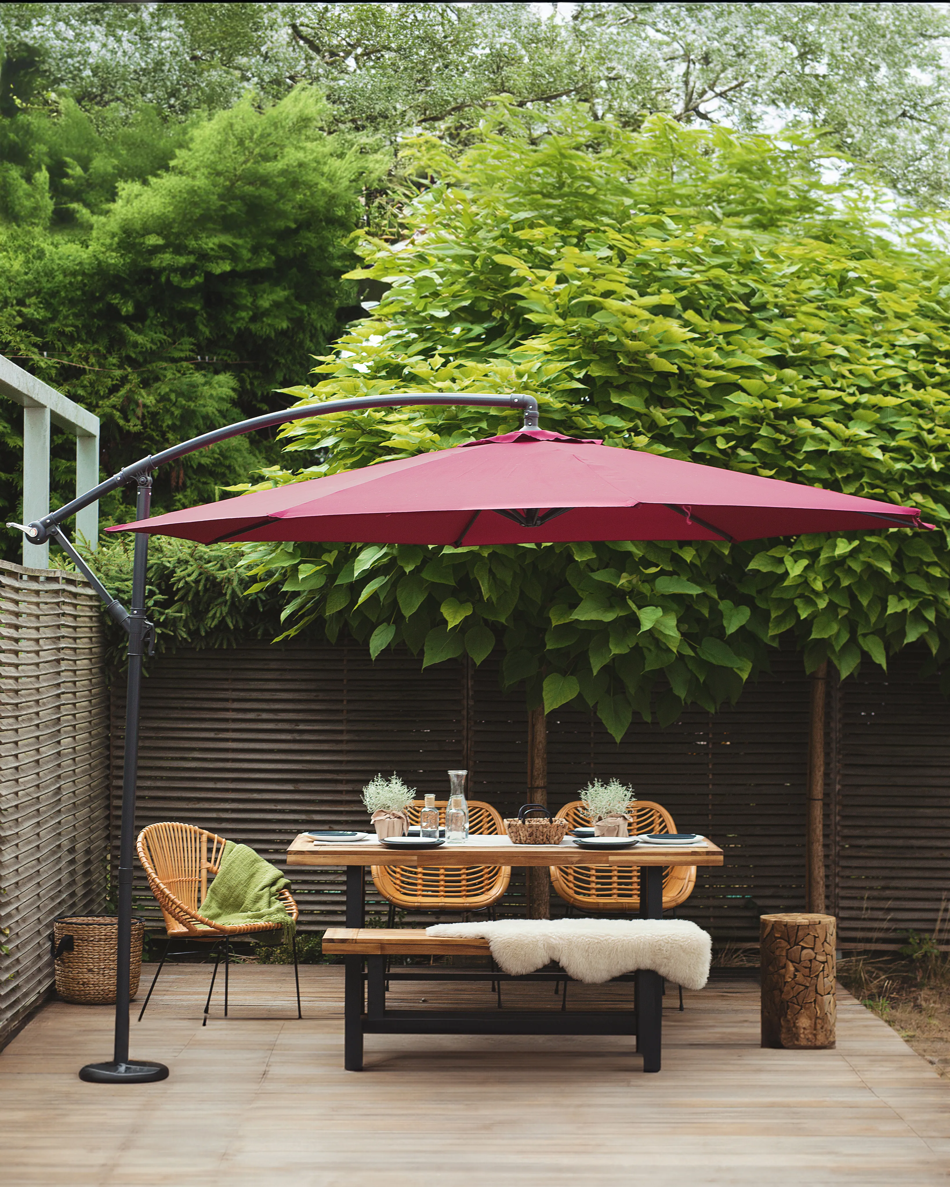 Zweefparasol 300 cm RAVENNA Bordeauxrood