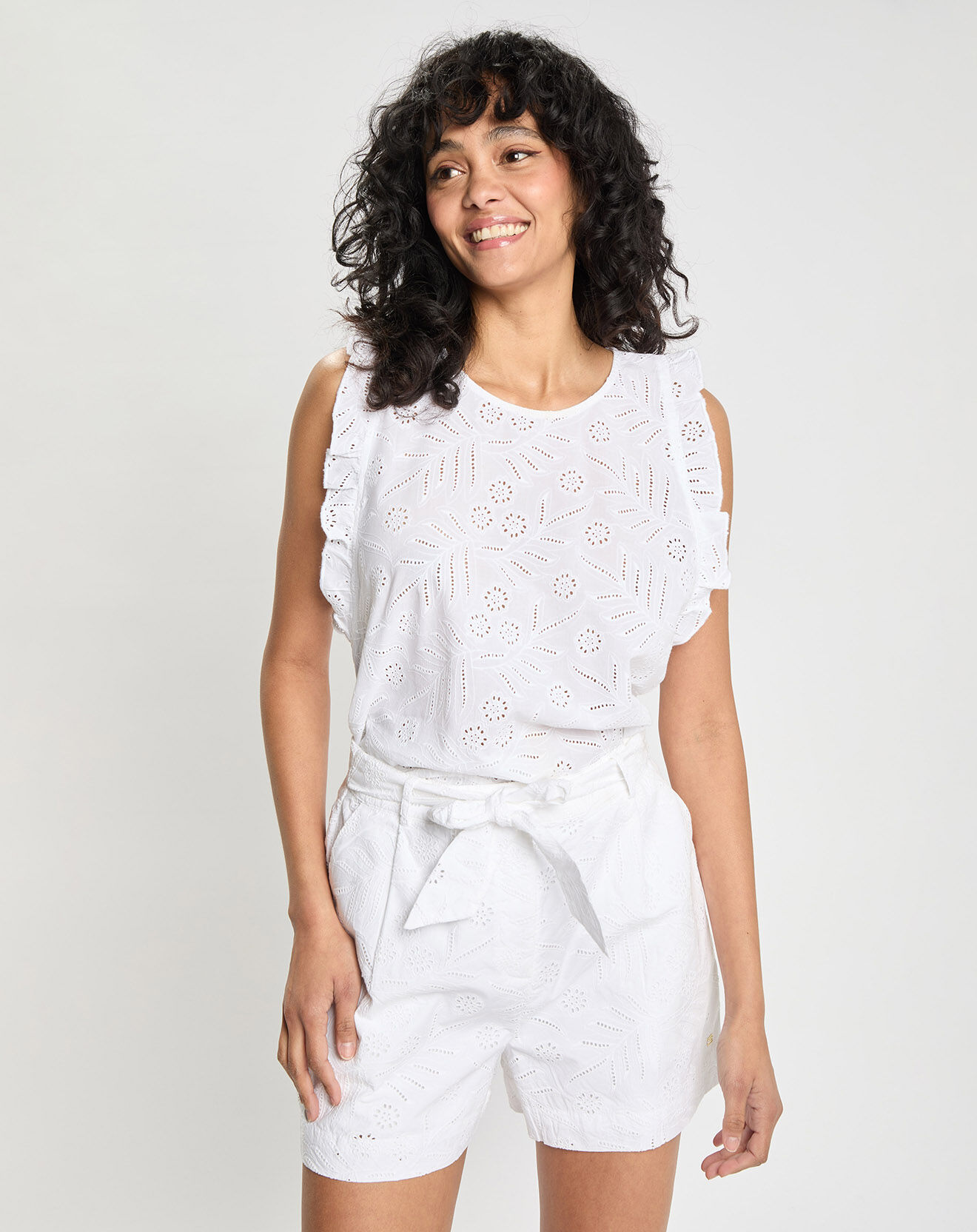 Tommy Hilfiger Top Broderie Anglaise blanc