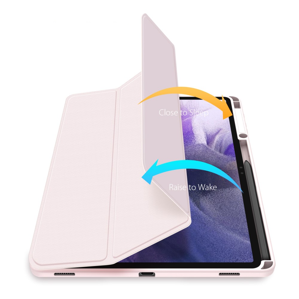Samsung Galaxy Tab S8  Plus / Tab S7 FE 5G / Tab S7  Plus Leder Tasche Smart Cover Schutzhülle   S-Pen Halter - Rosa